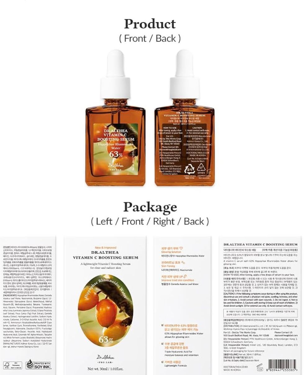 DR. ALTHEA Vitamin C Boosting Serum 63% (30ml) – Brighten, Firm & Revitalize Your Skin