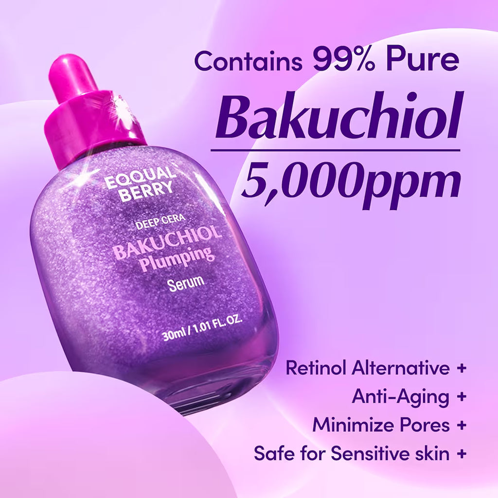 EQQUALBERRY Bakuchiol Plumping Serum – Pore and Wrinkle Minimizer with Bakuchiol 30 ml