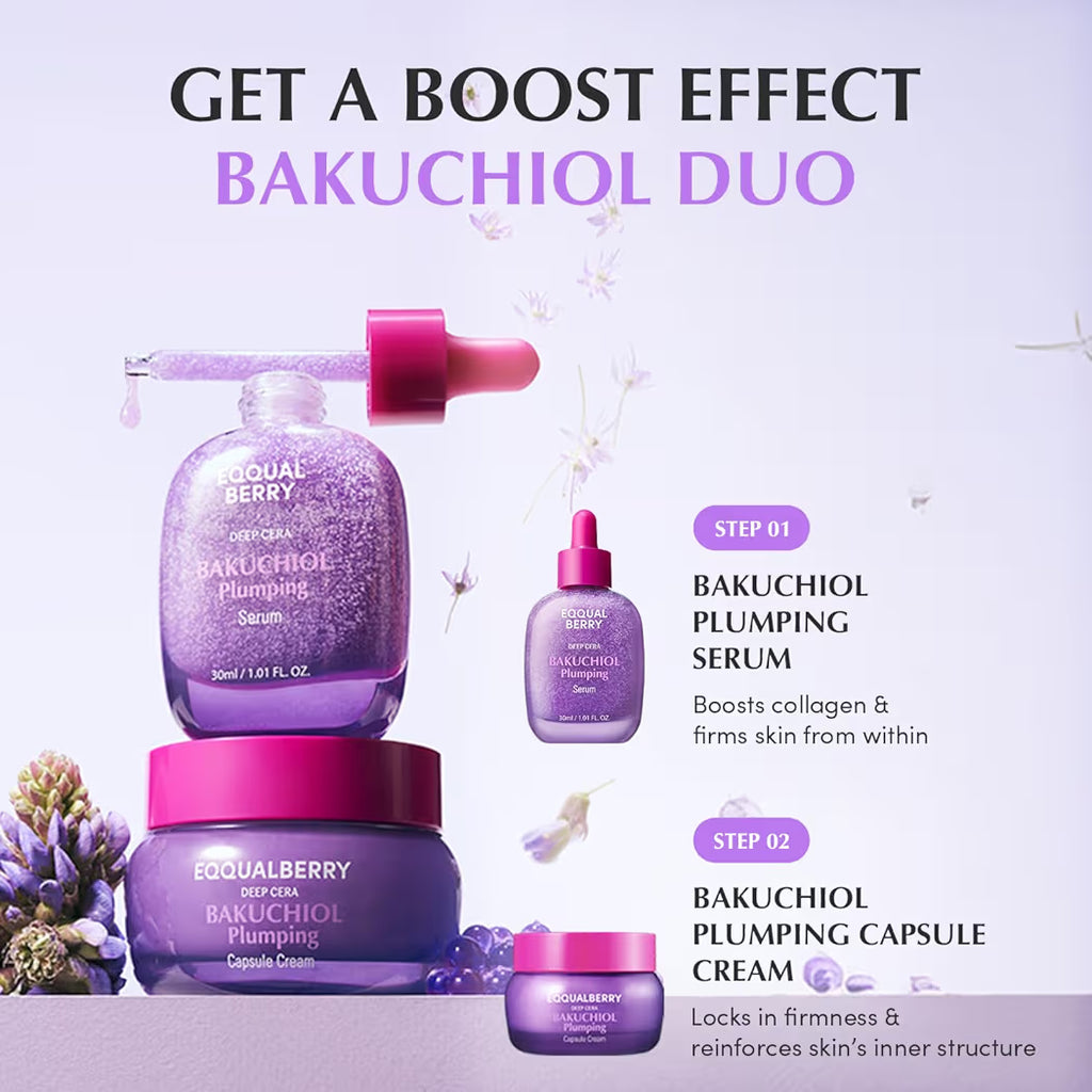 EQQUALBERRY Bakuchiol Plumping Serum – Pore and Wrinkle Minimizer with Bakuchiol 30 ml
