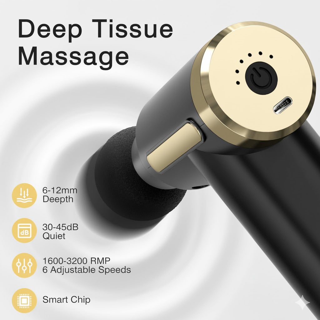 Cotsoco Massage Gun, 6-Speed Muscle Percussion Massager, Quiet Hand Massager, Mini Massage Gun for Neck, Back, Arms, Legs, Shoulders